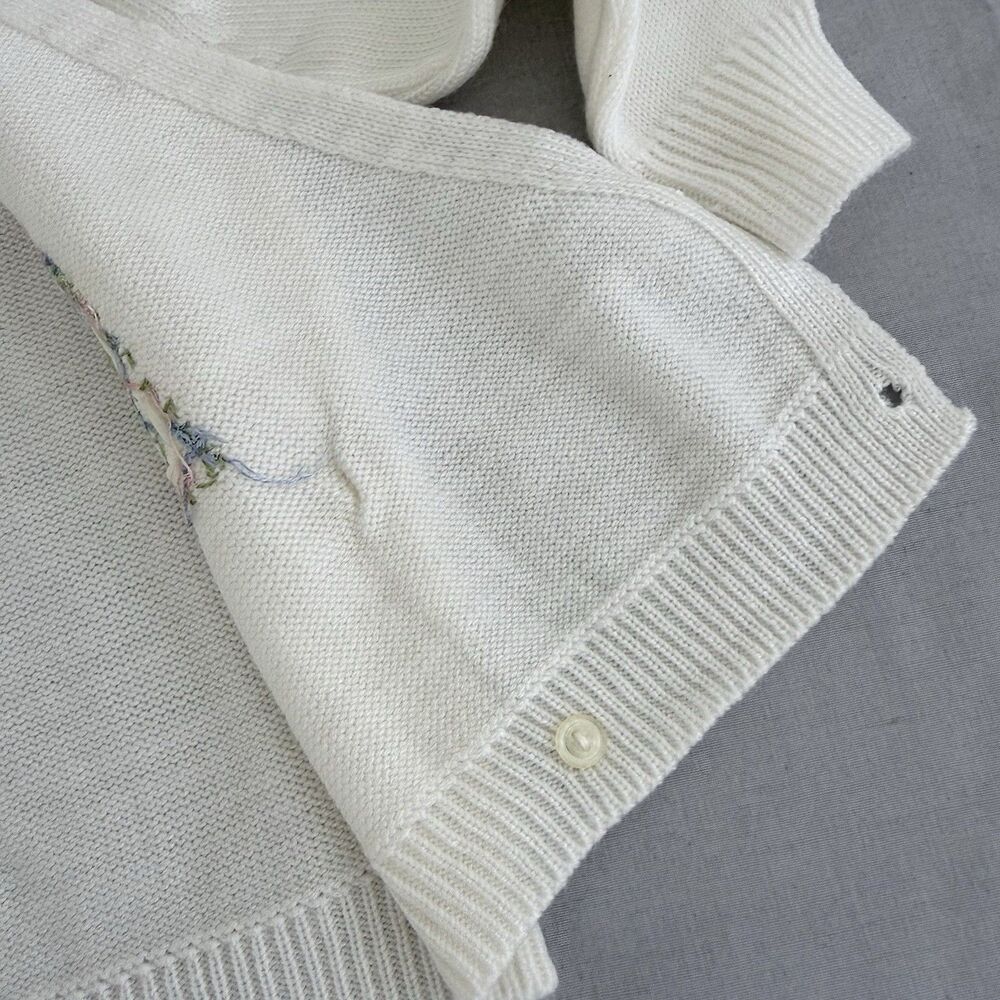 Vintage Sevil Triko Girls 2T Cardigan Double Breasted Sweater Embroidery Flowers - Picture 12 of 14